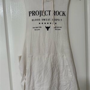 Under Armor Project Rock Sleeveless Hoodie in Cream